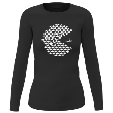 Fishing Pacman Style Women Long Sleeve Shirt